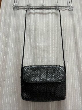 Vintage GEM Hand Woven Leather Crossbody Bag Made in Brazil Black
